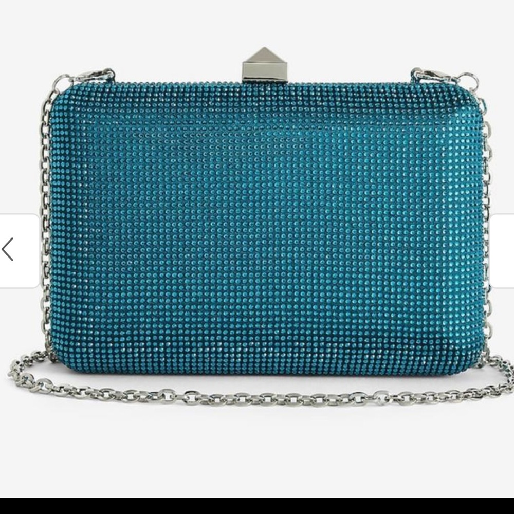 NWT Express Rhinestone Stud Clasp Clutch in Emerald